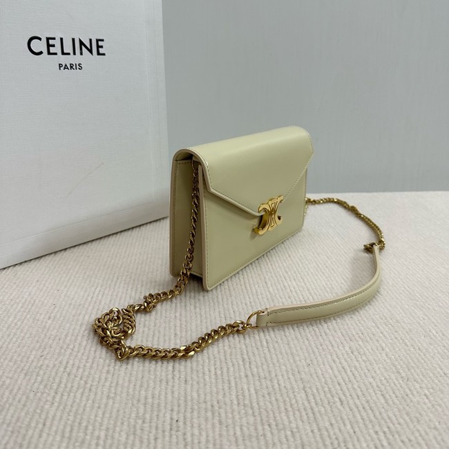 Celine WALLET ON CHAIN MARGO IN SHINY CALFSKIN 10L033 LIGHT YELLOW