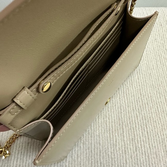 Celine WALLET ON CHAIN MARGO IN SHINY CALFSKIN 10L033 SMOKED BROWN