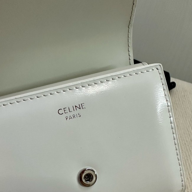 Celine SMALL FLAP WALLET TRIOMPHE IN SHINY CALFSKIN 10D783 white