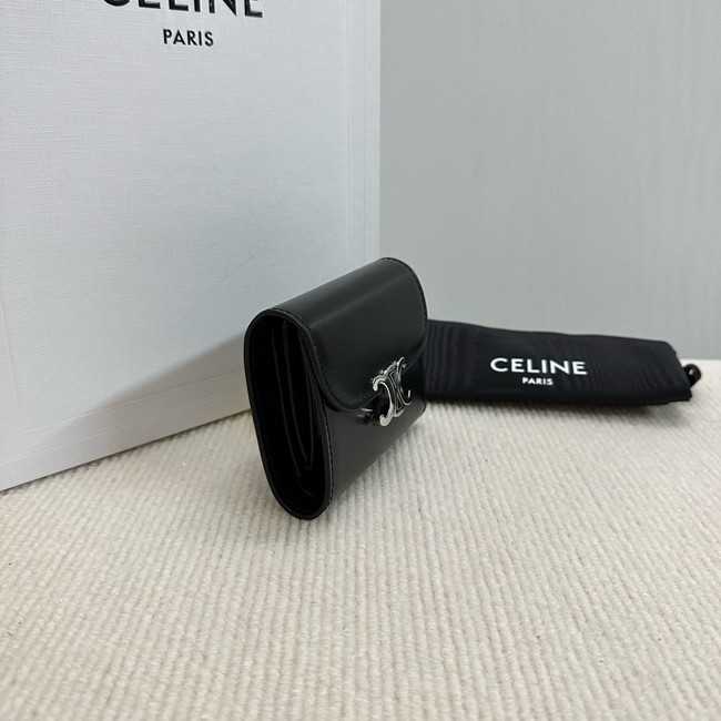 Celine SMALL FLAP WALLET TRIOMPHE IN SHINY CALFSKIN 10D783 white&SILVER