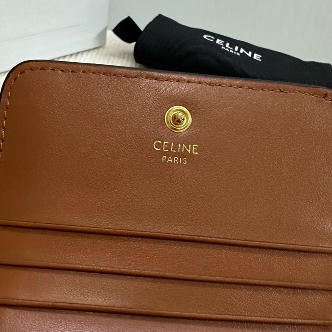 Celine TRIOMPHE COMPACT WALLETIN TRIOMPHE CANVAS 10K623 brown