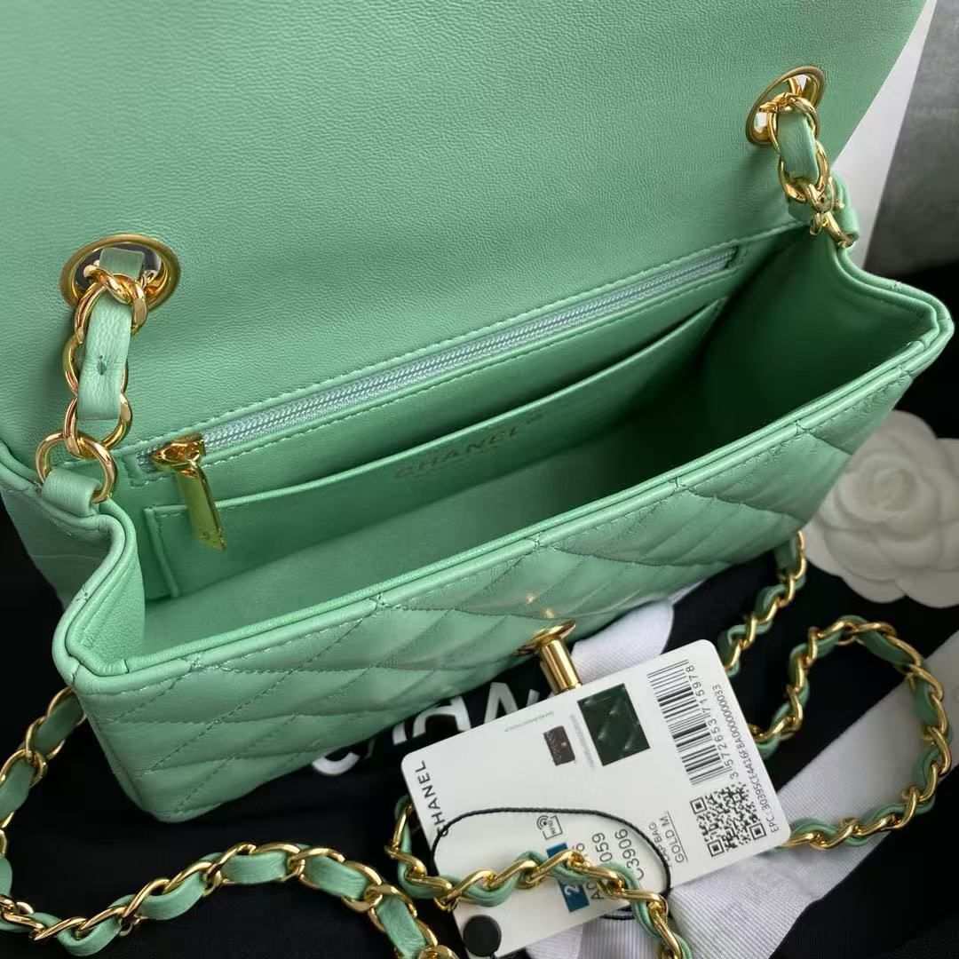 CHANEL CLASSIC 11.12 HANDBAG A01116 Light Green