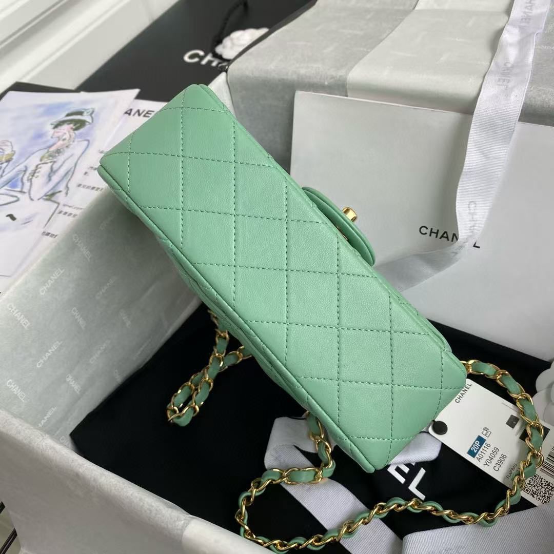 CHANEL CLASSIC 11.12 HANDBAG A01116 Light Green