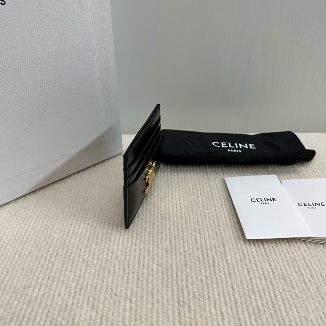 Celine CARD HOLDER TRIOMPHE IN SHINY CALFSKIN 10L833 black