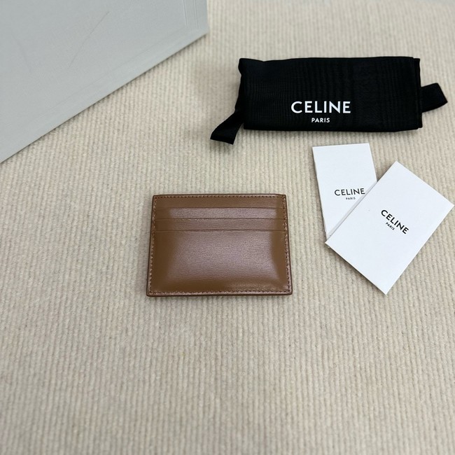 Celine CARD HOLDER TRIOMPHE IN SHINY CALFSKIN 10L833 tan