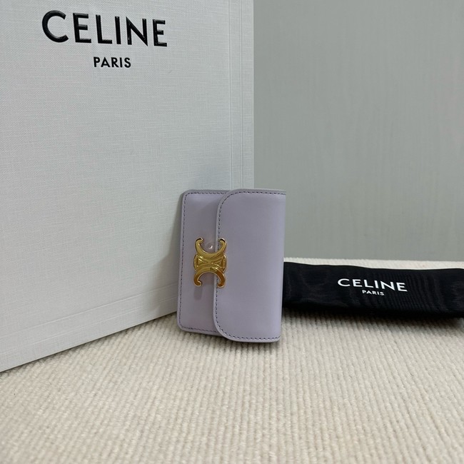 Celine CARD HOLDER WITH FLAP TRIOMPHE IN SHINY CALFSKIN 10I583 light Purple