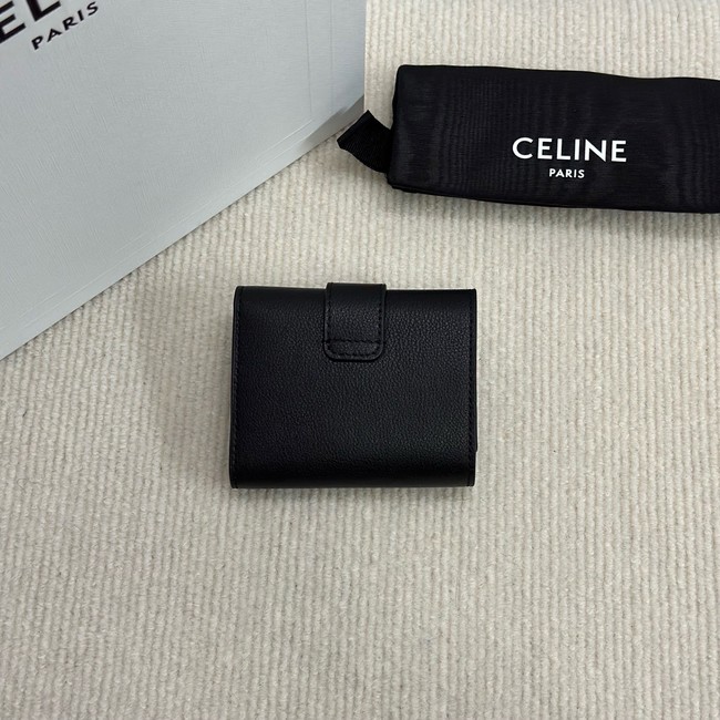 Celine FINE STRAP WALLET NINO IN SUPPLE GRAINED CALFSKIN 10M962 black 