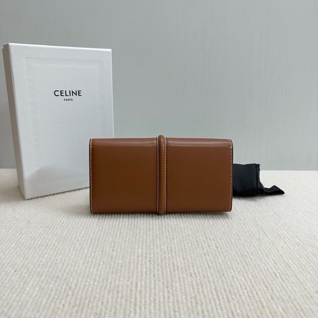 Celine LARGE WALLET TRIOMPHE IN SHINY CALFSKIN 10M033 TAN