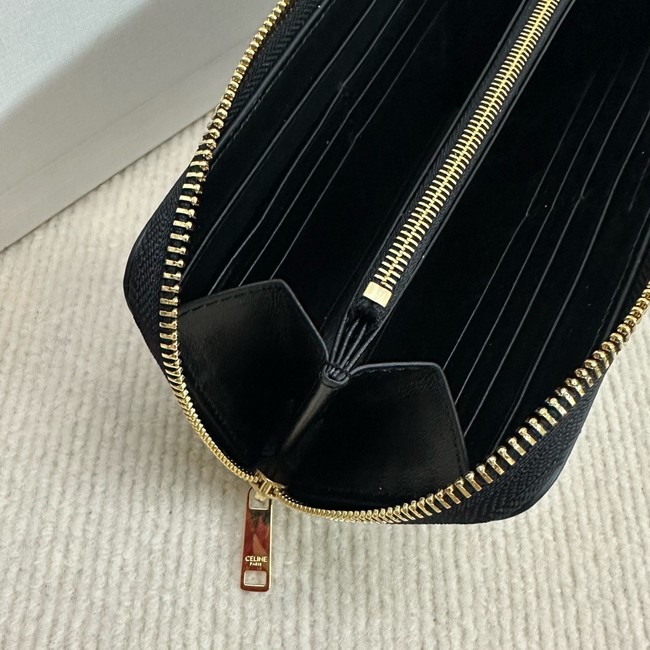 Celine LARGE ZIPPED WALLET IN TRIOMPHE CANVAS 10B552 BLACK 