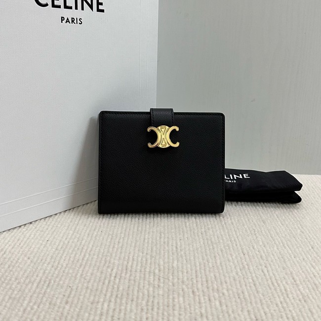 Celine MEDIUM STRAP WALLET NINO IN SUPPLE GRAINED CALFSKIN 10M912 black