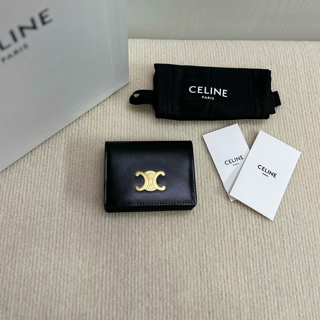Celine TRIOMPHE BUSINESS CARD HOLDER IN SMOOTH CALFSKIN 10M122 black