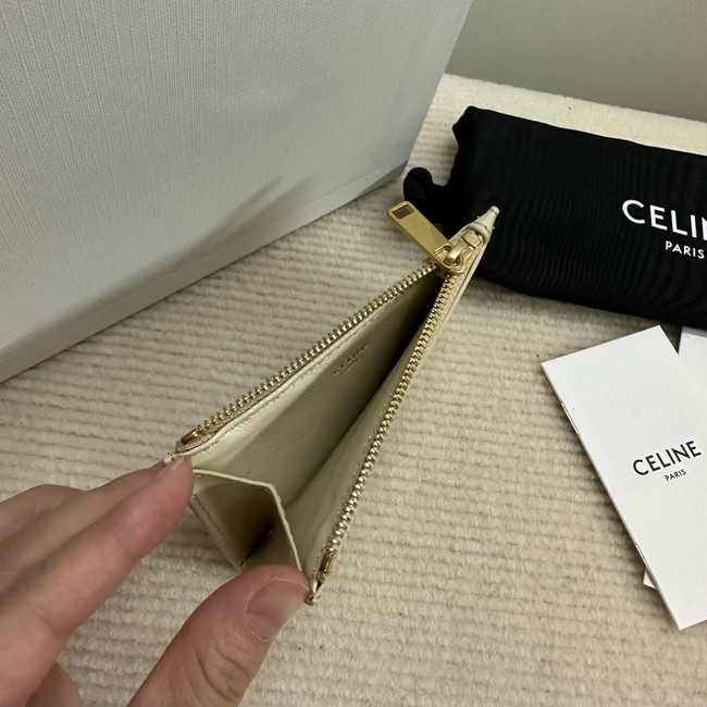 Celine ZIPPED CARD HOLDER IN SMOOTH LAMBSKIN 10K583 Off-white