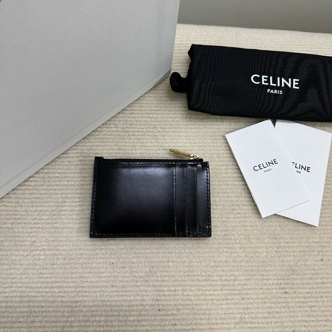 Celine ZIPPED CARD HOLDER IN SMOOTH LAMBSKIN 10K583 black