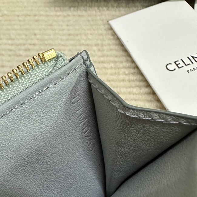 Celine ZIPPED CARD HOLDER IN SMOOTH LAMBSKIN 10K583 light blue