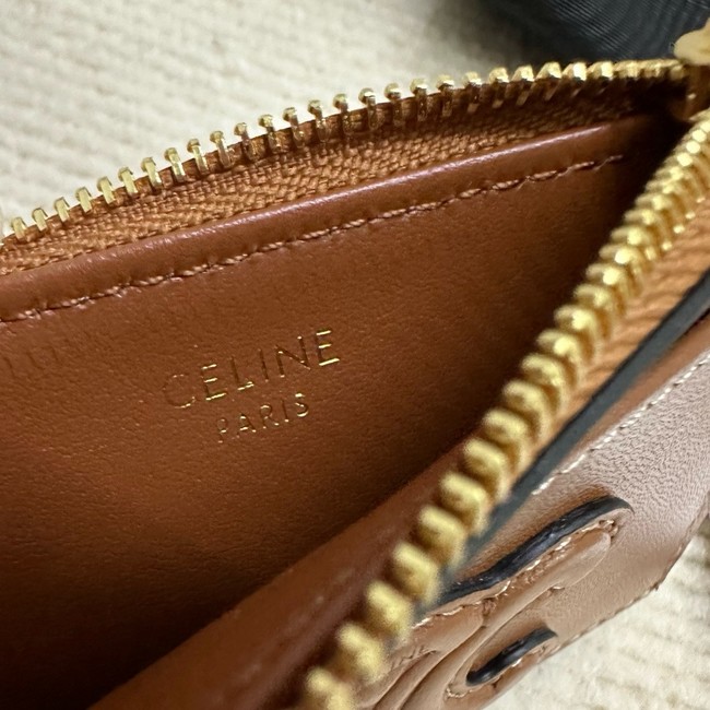 Celine ZIPPED CARD HOLDER IN SMOOTH LAMBSKIN 10K583 tan 