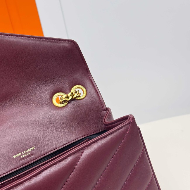 SAINT LAURENT LOULOU SMALL IN MATELASSE LAMBSKIN 801437 ROUGE CABERNET