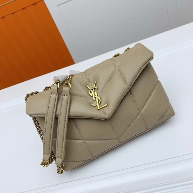 SAINT LAURENT TOY PUFFER IN LAMBSKIN 759337 DARK BEIGE