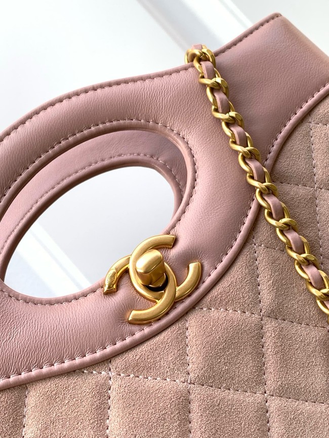CHANEL 31 MINI SHOPPING BAG Suede Calfskin AS4133 pink