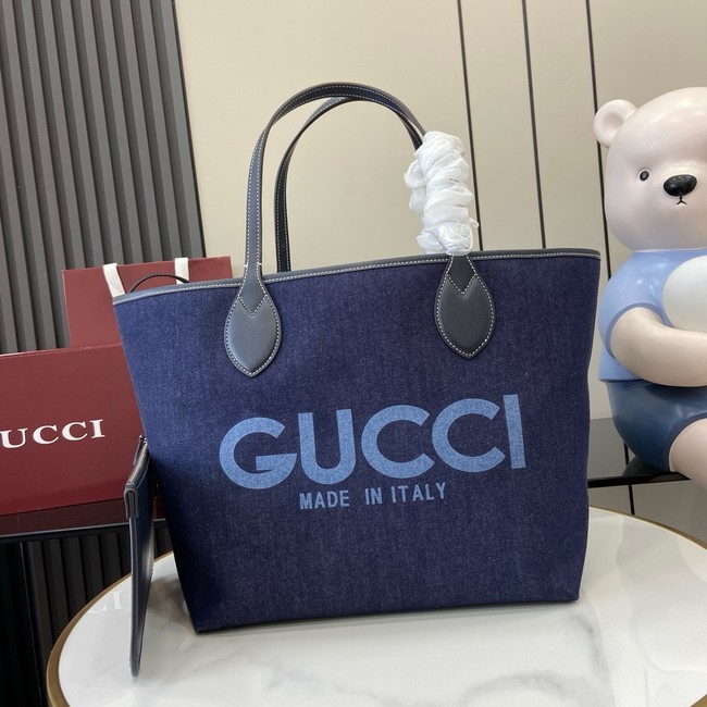 GUCCI TOTISSIMA MEDIUM REVERSIBLE TOTE 820481 Dark blue denim