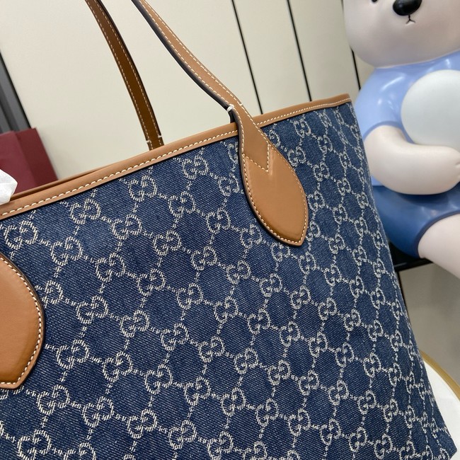 GUCCI TOTISSIMA SMALL REVERSIBLE TOTE 820496 Blue GG denim