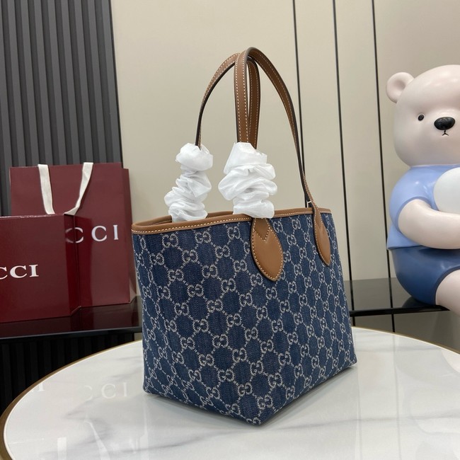 GUCCI TOTISSIMA SMALL REVERSIBLE TOTE 820496 Blue GG denim