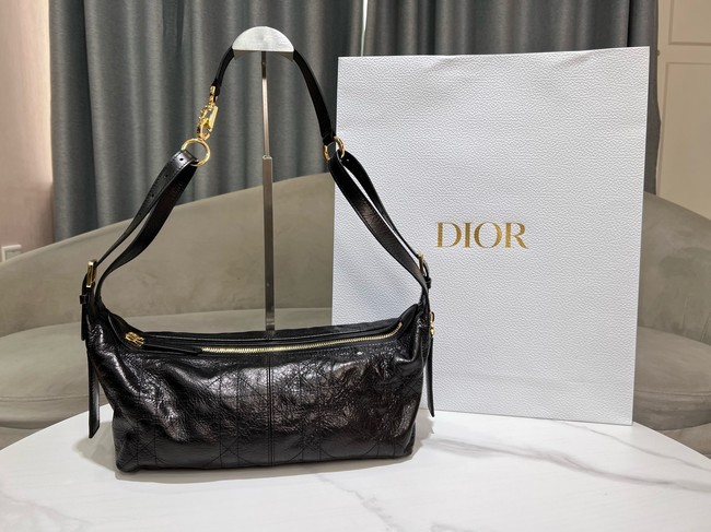 Dior Medium D-Journey Bag in Shiny Goatskin Flat Macrocannage M2417UCUQ black