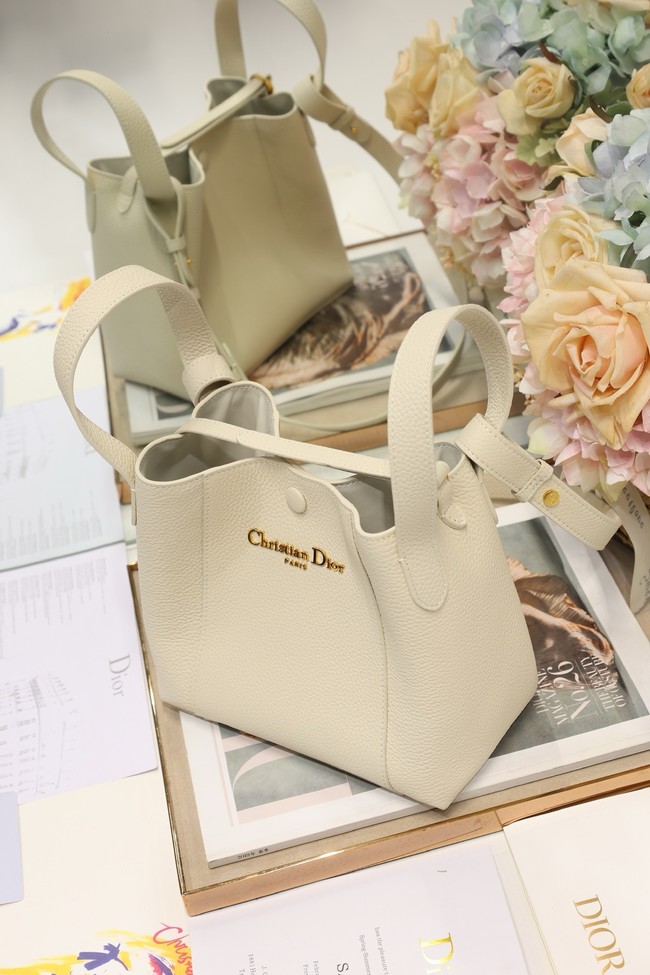 Dior Medium Signature Bucket Bag Grained Calfskin M2841USKU Latte