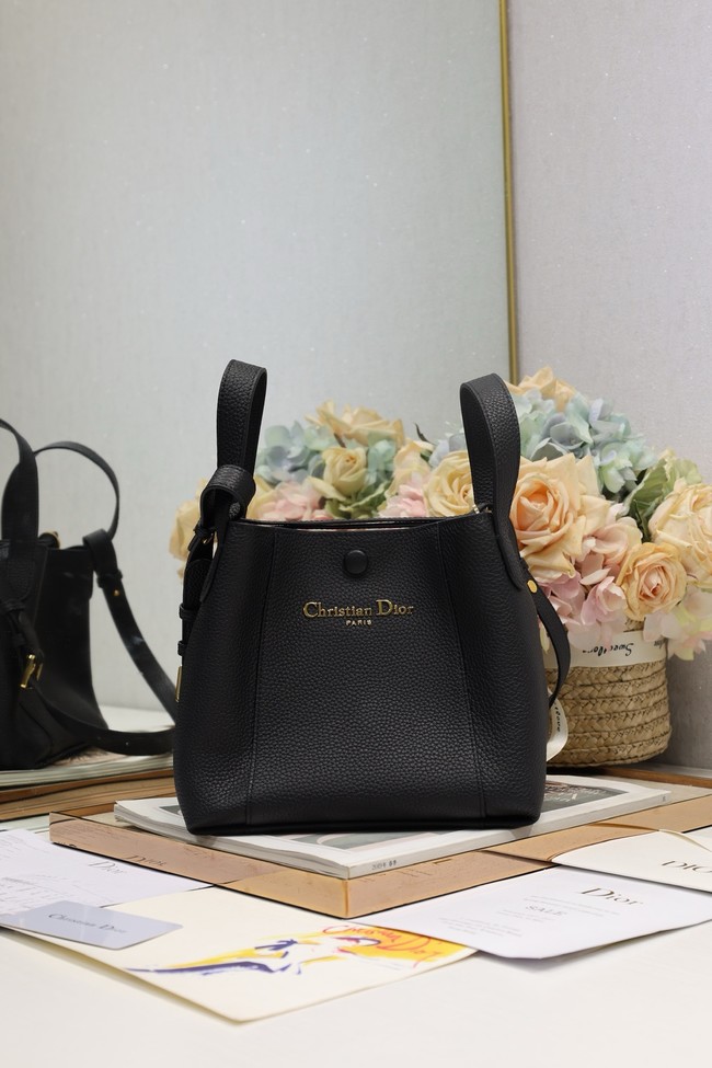 Dior Medium Signature Bucket Bag Grained Calfskin M2841USKU black