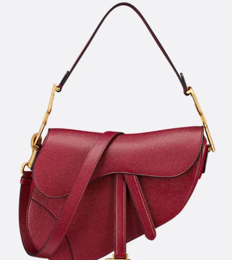 Dior Saddle Bag with Strap Saddle Grained Calfskin M0455CBAA Cherry Red