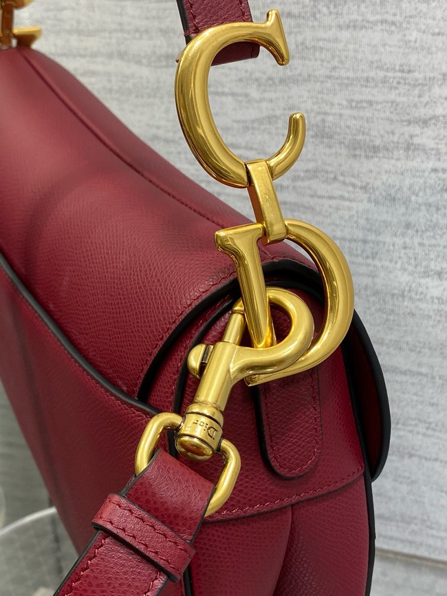Dior Saddle Bag with Strap Saddle Grained Calfskin M0455CBAA Cherry Red