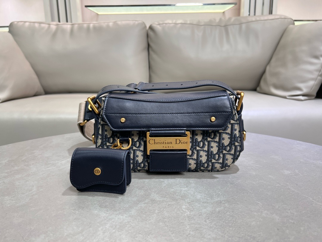 Dior Small Streetchic Bag Blue Dior Oblique Jacquard and mooth Calfskin M3913CDKV