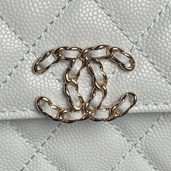Chanel MINI FLAP BAG CLUTCH WITH CHAIN Gold-Tone Metal AP3238 light blue