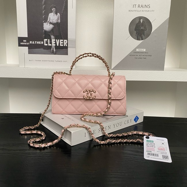 Chanel MINI FLAP BAG CLUTCH WITH CHAIN Gold-Tone Metal AP3238 pink