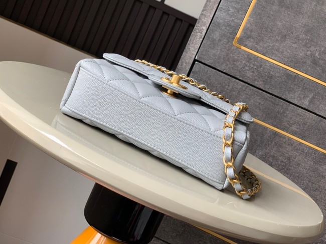 Chanel Grained Calfskin Shoulder Bag AS5329 gray blue