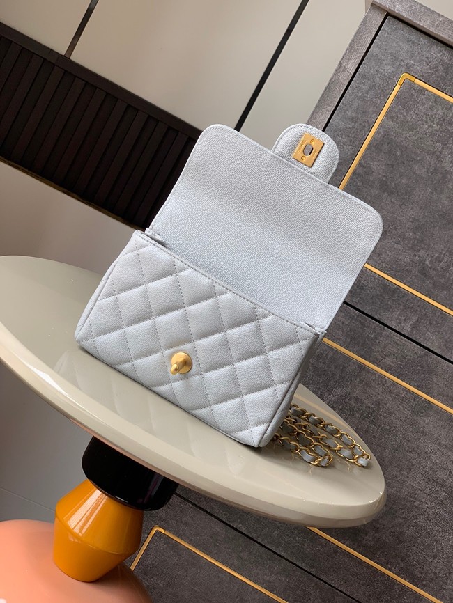 Chanel Grained Calfskin Shoulder Bag AS5329 gray blue