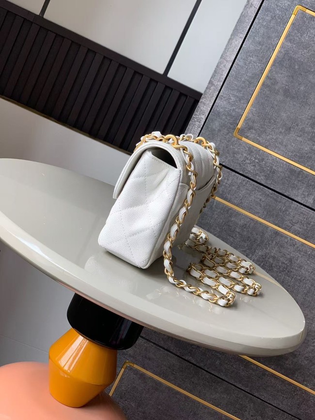 Chanel Grained Calfskin Shoulder Bag AS5329 white