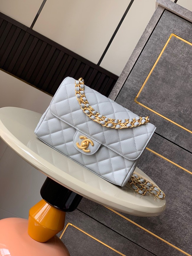 Chanel Grained Calfskin Shoulder Bag AS5330 gray blue