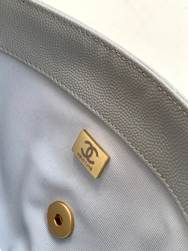 Chanel Grained Calfskin Shoulder Bag AS5330 gray blue