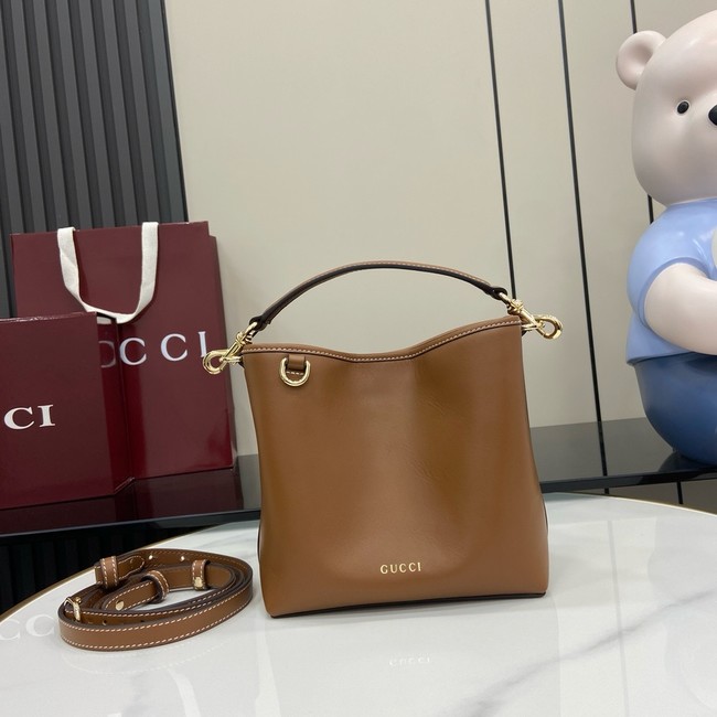 GUCCI GG EMBLEM SMALL BUCKET BAG 815118 brown