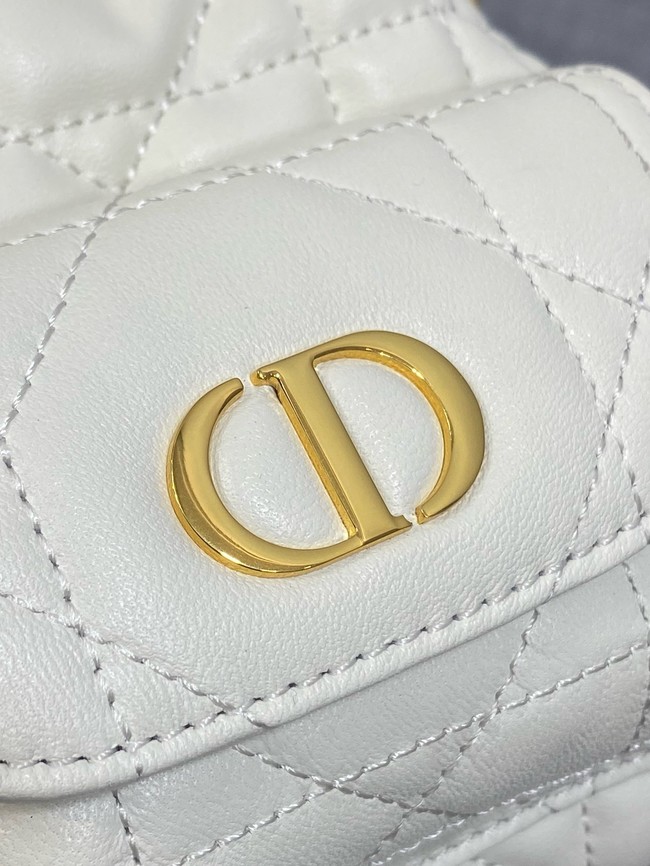 Dior Caro Nano Bucket Bag Macrocannage Lambskin S5250 white
