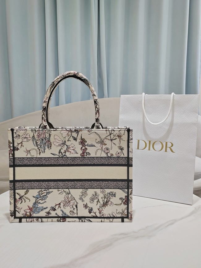 Medium Dior Book Tote Dior Pivoine Beige Millefiori Embroidery M1296ZEXH-1
