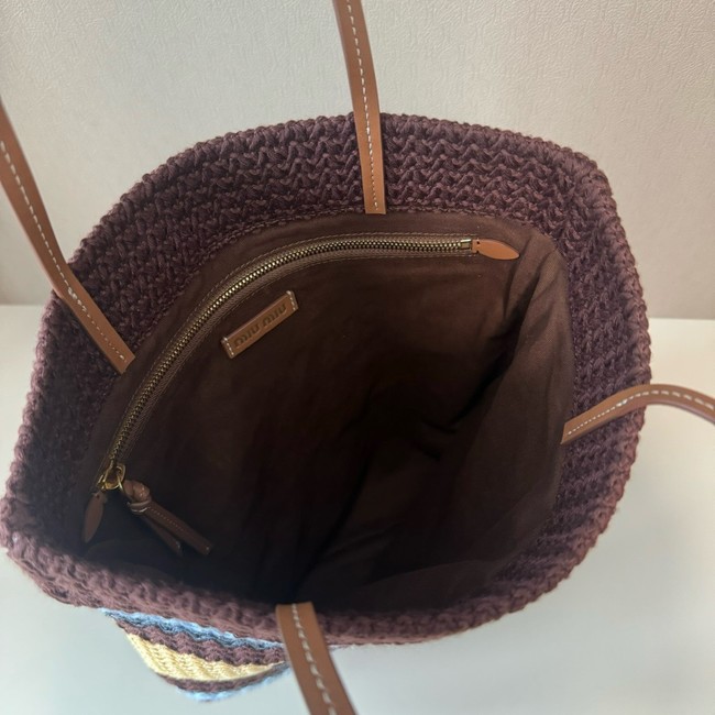 miumiu Raffia effect woven tote bag 5BG248-5