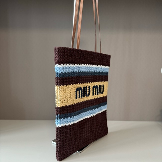 miumiu Raffia effect woven tote bag 5BG248-5