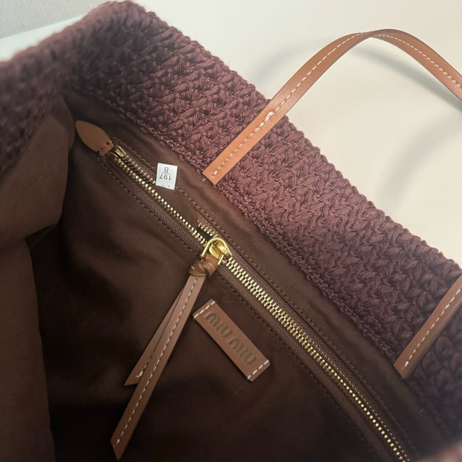 miumiu Raffia effect woven tote bag 5BG248-5