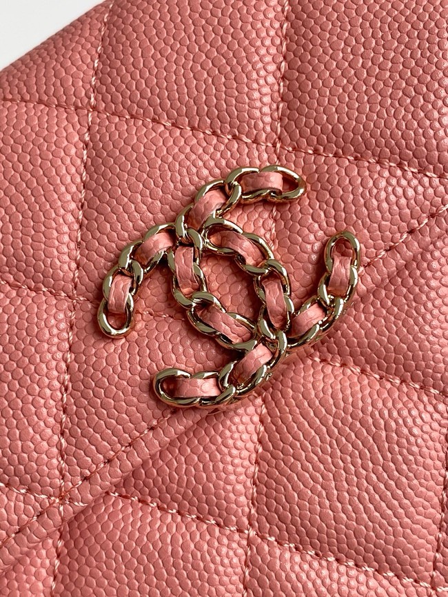 Chanel MINI FLAP BAG CLUTCH WITH CHAIN Gold-Tone Metal AP3238 Peach blossom pink