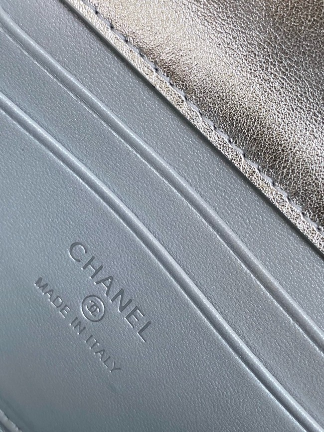 Chanel MINI FLAP BAG CLUTCH WITH CHAIN Silver-Tone Metal AP3238 Silver