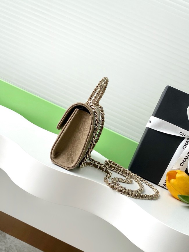 Chanel MINI FLAP BAG CLUTCH WITH CHAIN Gold-Tone Metal AP3238 gray