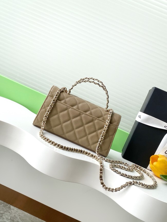 Chanel MINI FLAP BAG CLUTCH WITH CHAIN Gold-Tone Metal AP3238 gray