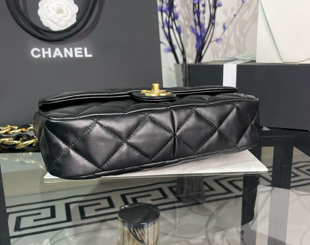 CHANEL MEDIUM FLAP ORIGINAL LEATHER BAG AS3215 Black