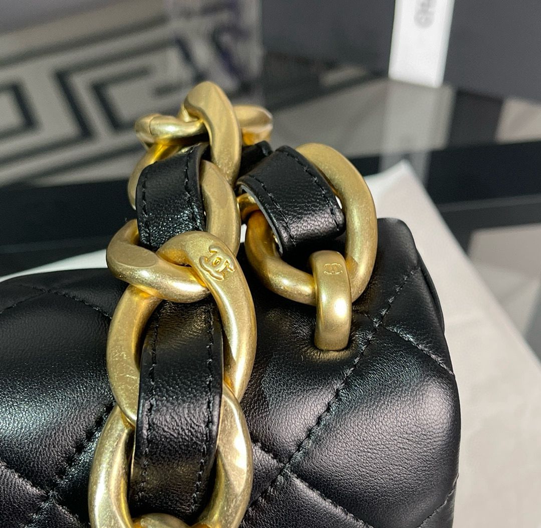 CHANEL SMALL FLAP ORIGINAL LEATHER BAG AS3214 Black